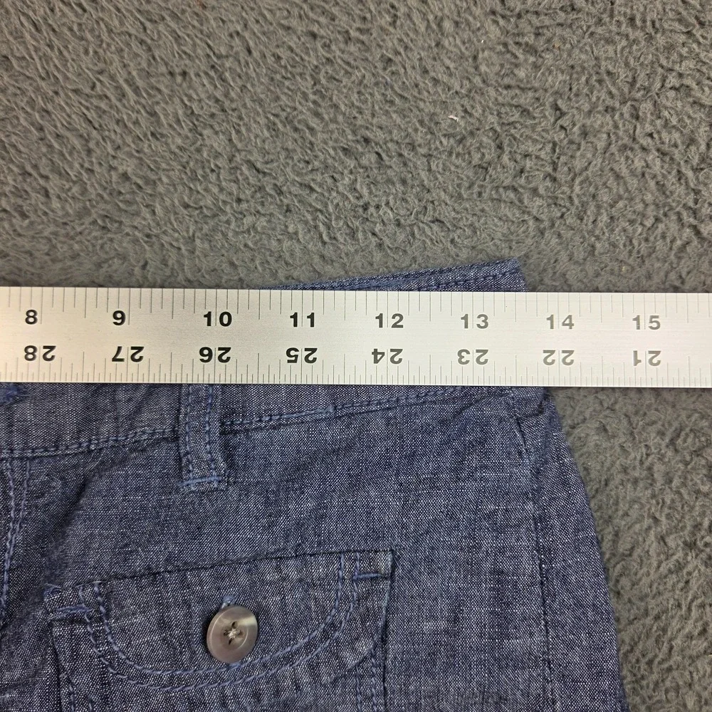 Old Navy Chambray Belted Shorts Women's 14 Blue Adjustable Waist Cotton